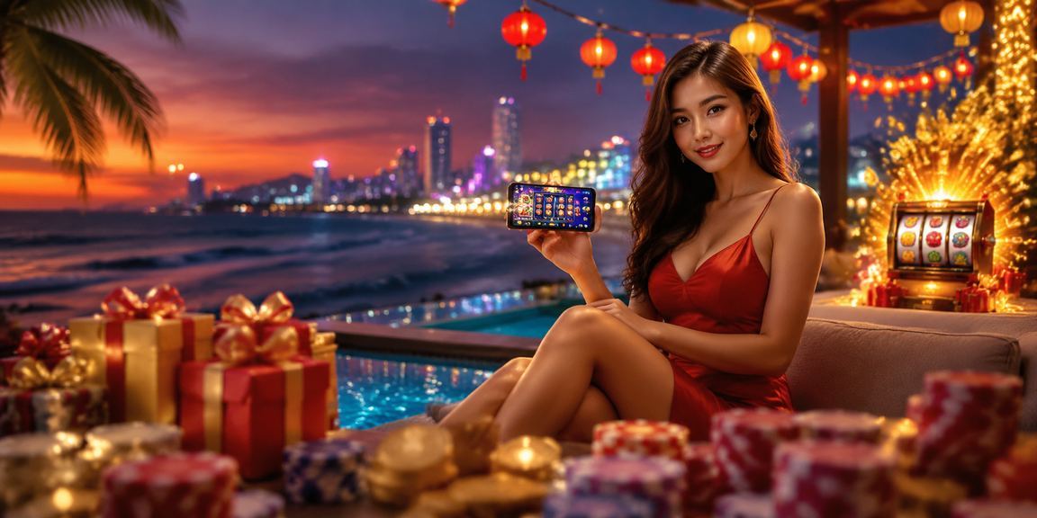 Người dùng tại Đà Nẵng chơi slot game trực tuyến trên điện thoại bên bờ biển