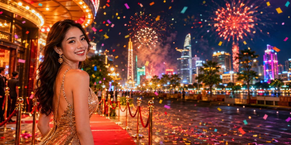 Khu vực giải trí casino về đêm tại Thành phố Hồ Chí Minh
